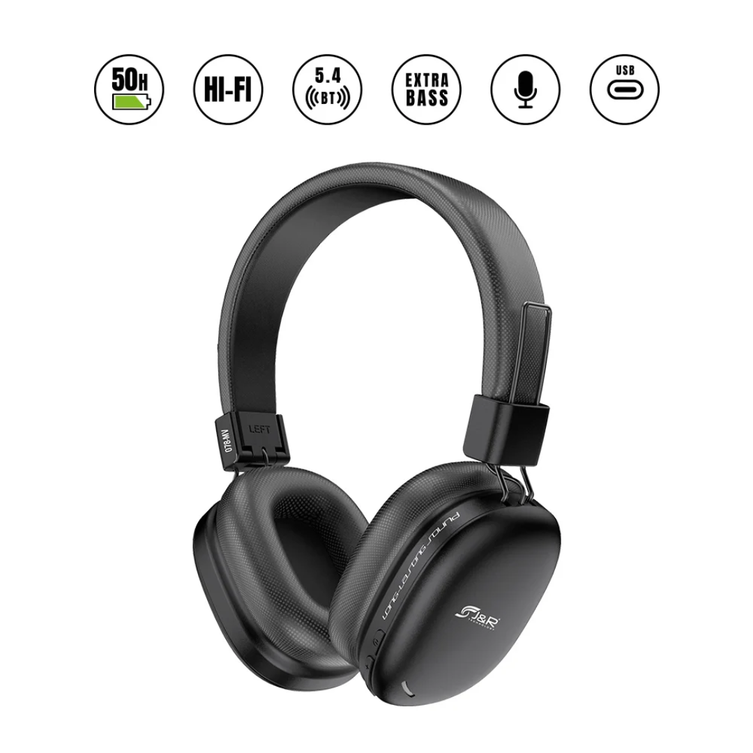 Audífonos Bluetooth J&R 078-MV HiFi 50H USB-C Extra Bass