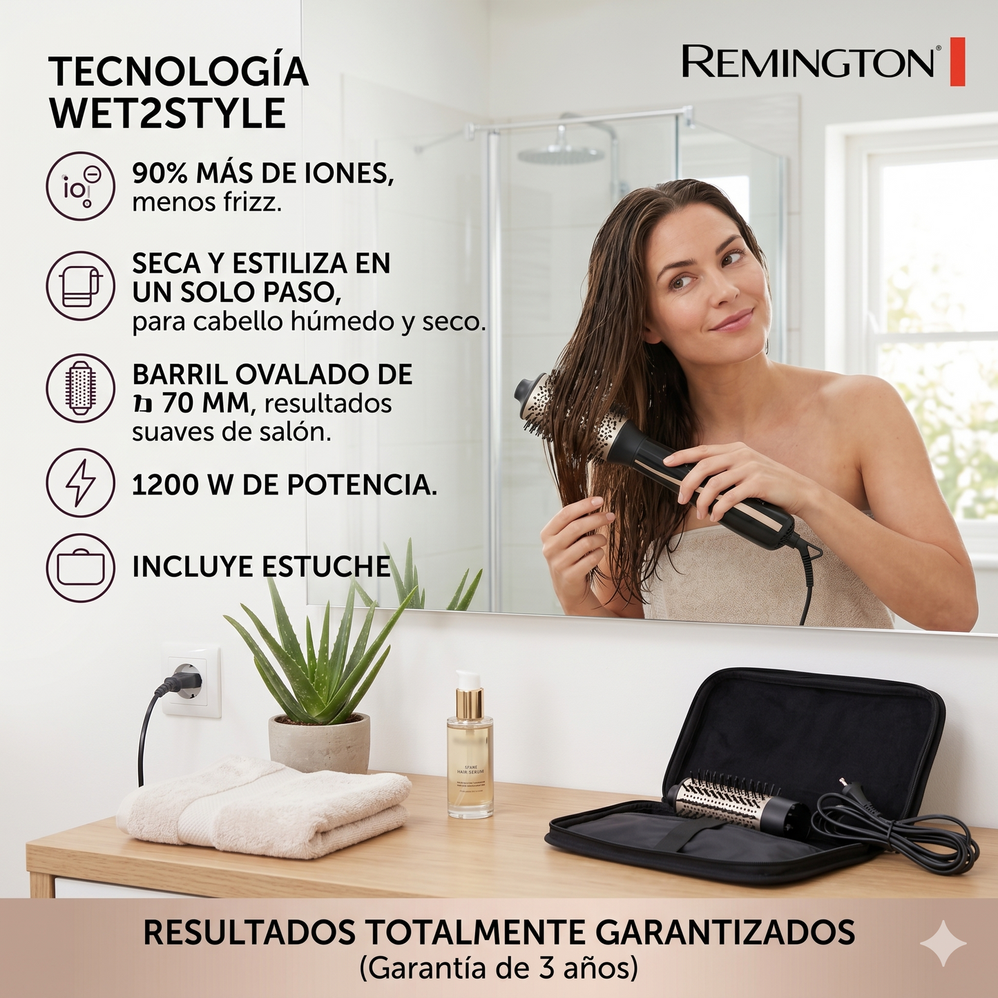 Cepillo de Aire Remington Wet2Style AS21AO 1200W