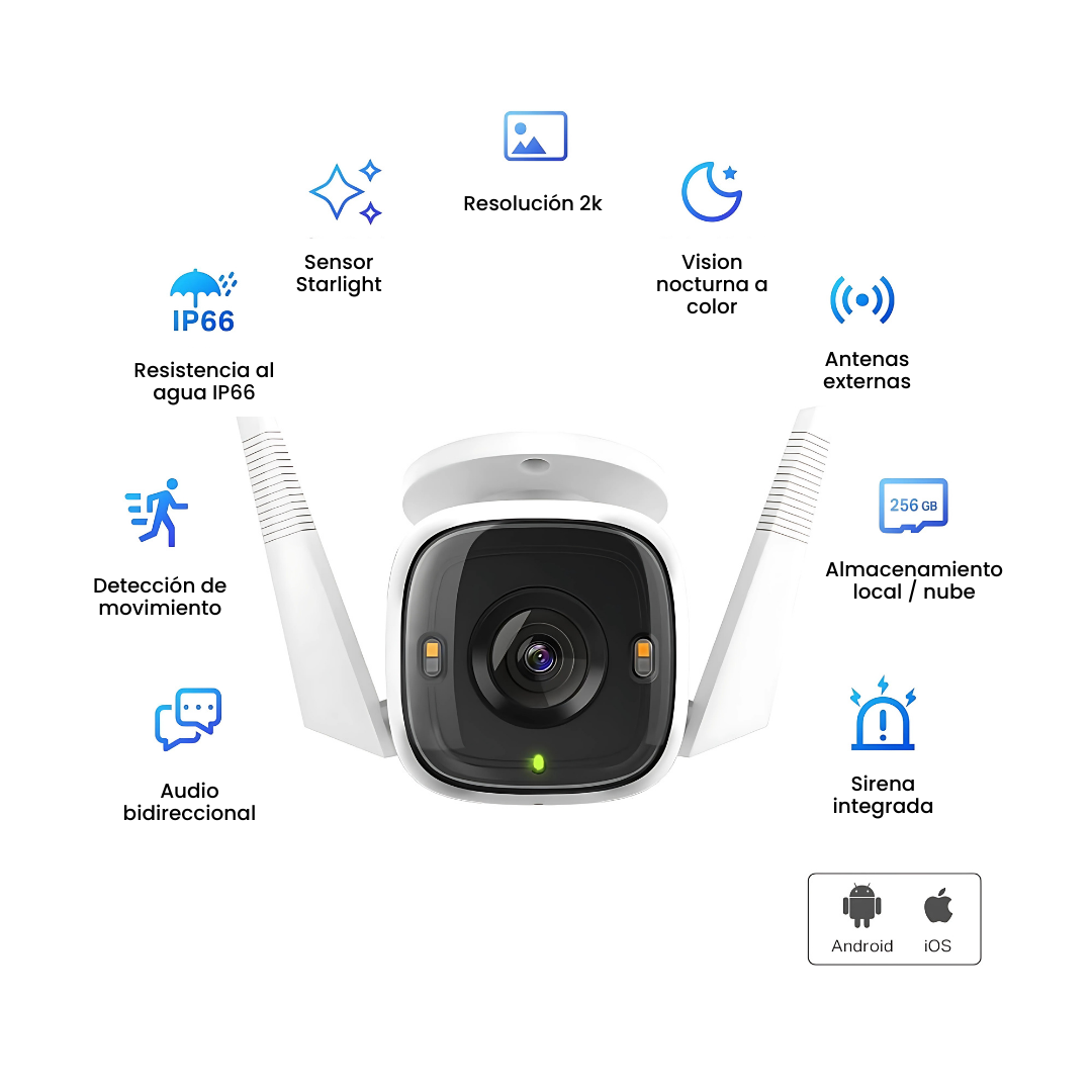 Cámara de Seguridad Wi-Fi 2K para Exteriores TP-Link Tapo C320WS