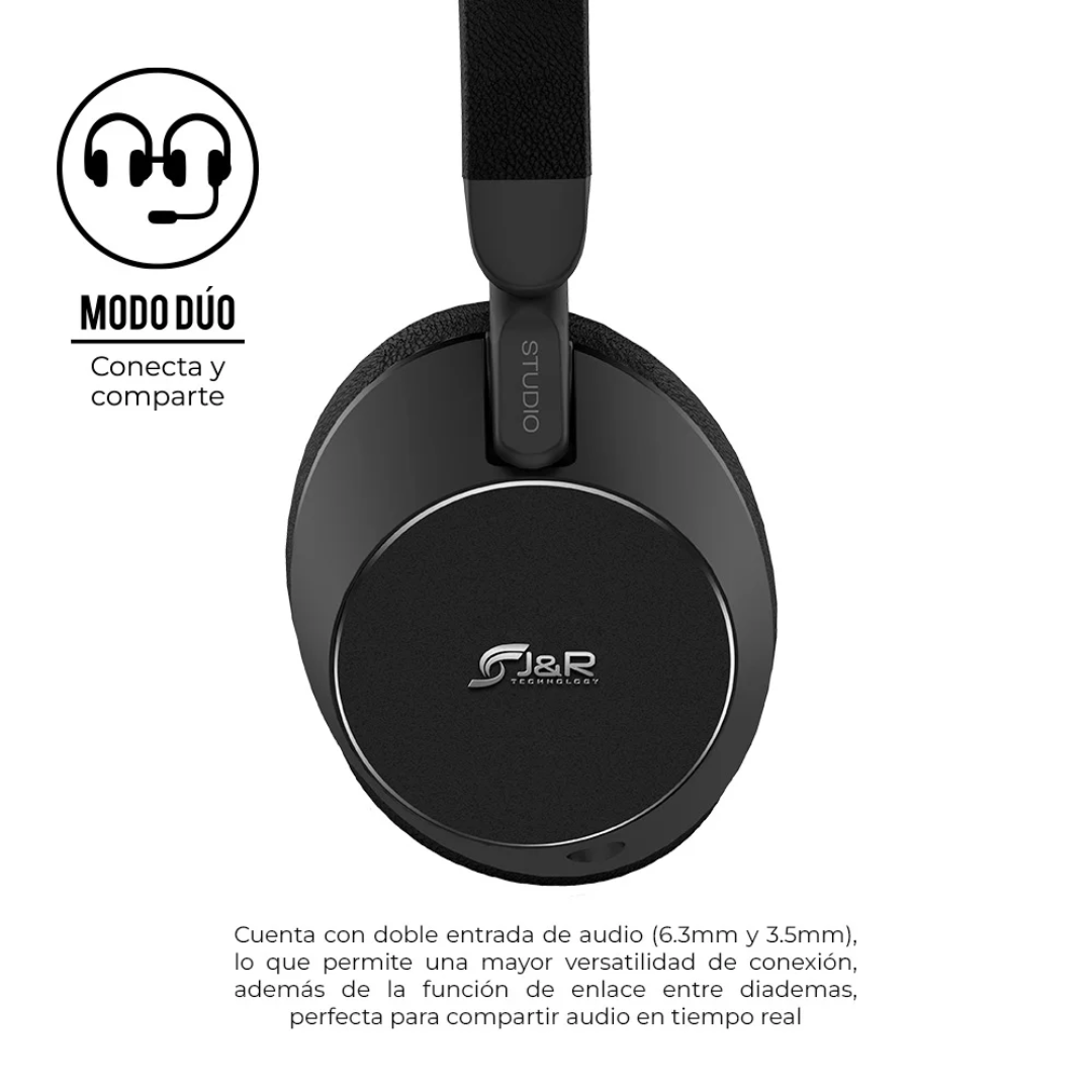 Audífonos Studio J&R 084-MV Diadema DJ HiFi 50mm Mega Bass