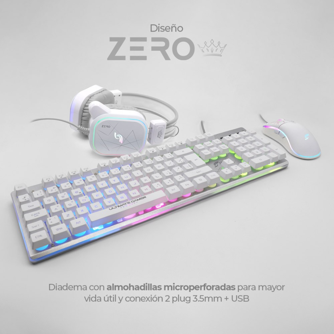 Combo Gamer RGB ZERO J&R Teclado Mouse Diadema con Software y Luces RGB