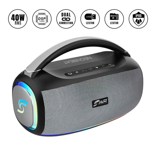 Parlante Bluetooth J&R NeonBeat J5284 40W RMS RGB IPX5