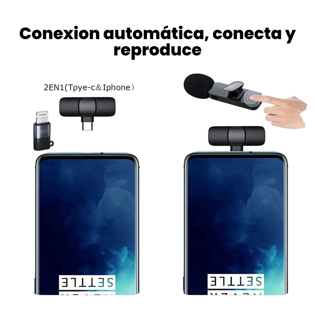 Micrófono Inalámbrico de Solapa K8 iPhone y Android (USB-C / Lightning)