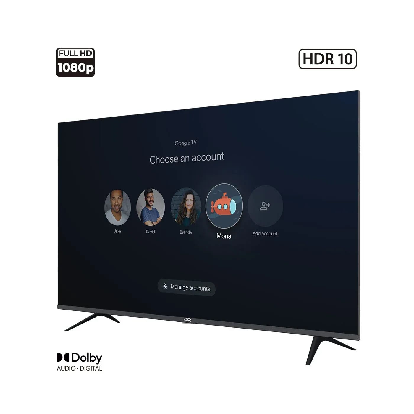 Televisor SmartTV Kalley 43” FHD Google TV 43G200A HDR