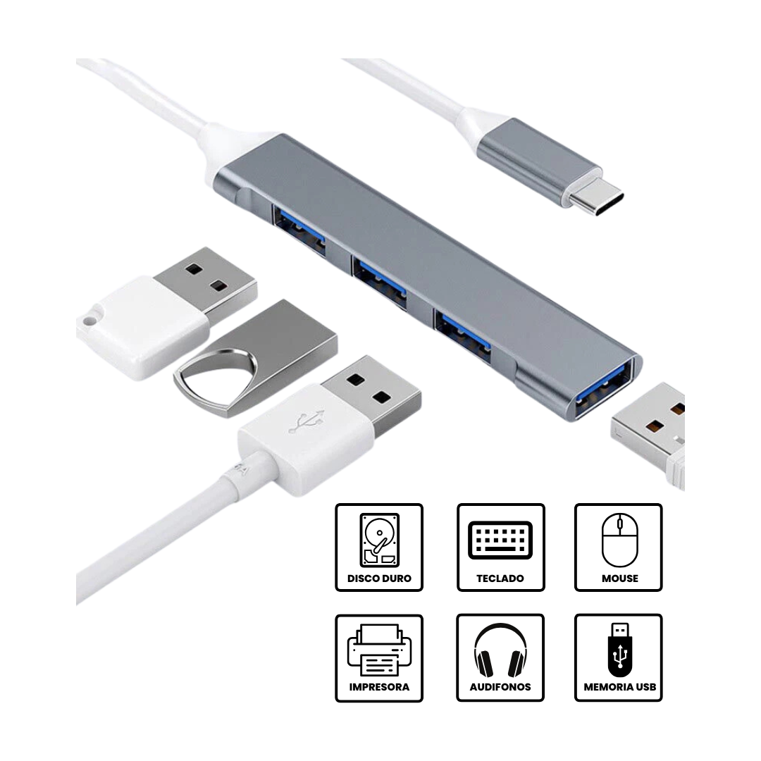 Hub USB Tipo C a 4 Puertos USB 3.0 JALTECH LH020